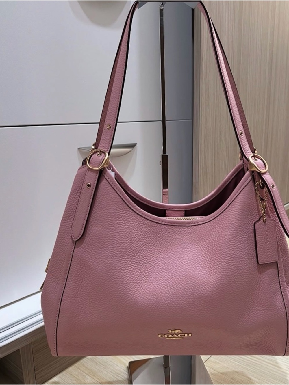Coach Pink Pearl-Accent Shoulder Bag with Gold Hardware - Picture 2 of 4